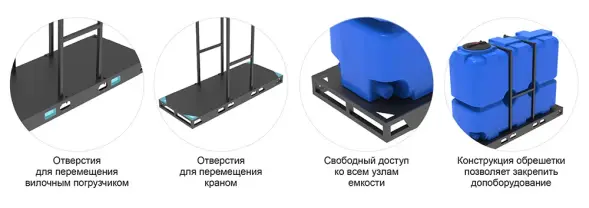 Емкость ST 2000л под плотность до 1.5 г/см3 синяя в обрешетке