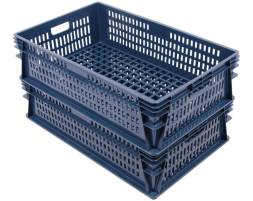 Ящик (лоток) пластиковый перфорированный, 740х465х200 мм, синий [740465200-02]