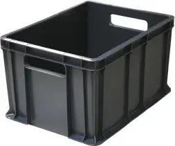 Ящик пластиковый сплошной, 400×300×230 мм, 21.6 л, чёрный [703.03.01]