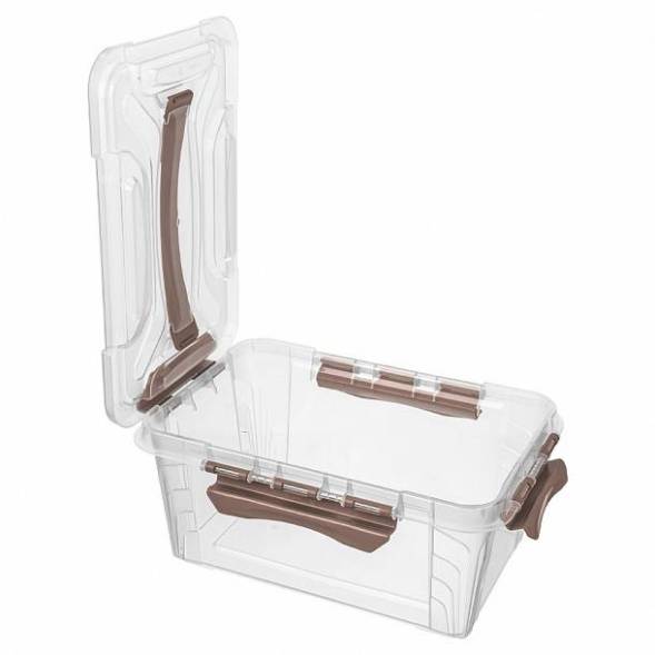 Ящик для хранения универсальный с замками и ручкой Grand box, 290x190x124мм, 4,2л, коричневый