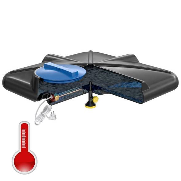 Бак пластиковый душевой с подогревом и уровнемером «РОСА», 200 л, черный [DRS200S112]