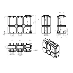 Емкость ST 2000л с патрубками 100мм с откидной крышкой оранжевая