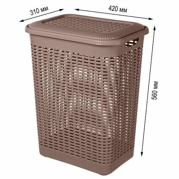 Корзина для белья 50л, коричневый