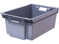 Ящик пластиковый сплошной, 600х400х250 мм, серый [125-2]