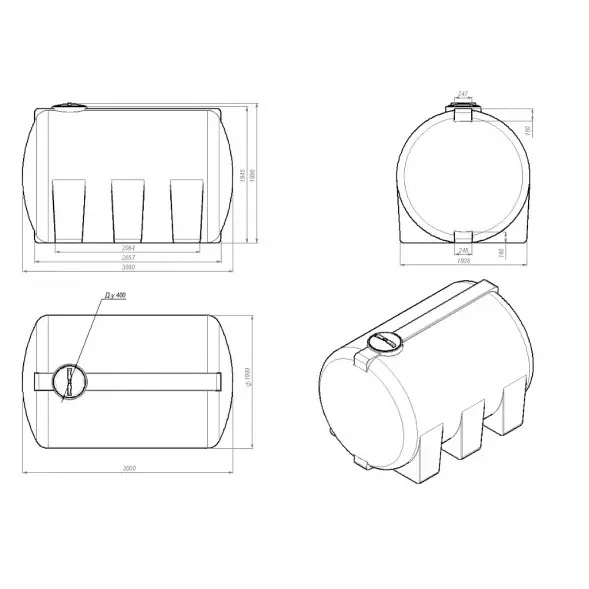Емкость КАС 8000 H с откидной крышкой красный