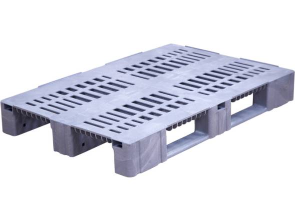 Паллет (поддон) пластиковый перфорированный на 3-х полозьях, 1200х800х150 мм, зеленый [1200800150-02]