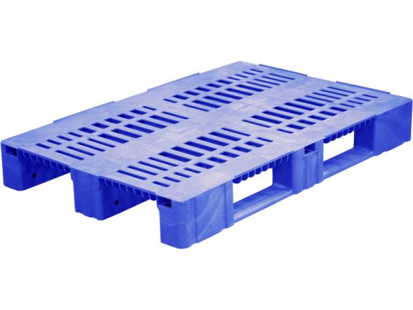 Паллет (поддон) пластиковый перфорированный на 3-х полозьях, 1200х800х150 мм, зеленый [1200800150-02]