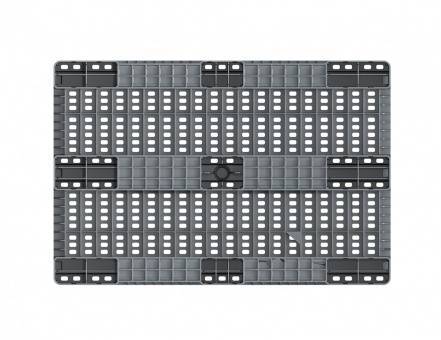 Паллет (поддон) пластиковый перфорированный на 3-х полозьях серый усиленный, 1200x800x150 мм, серый [02.117.91.PEF.S.Т10X]