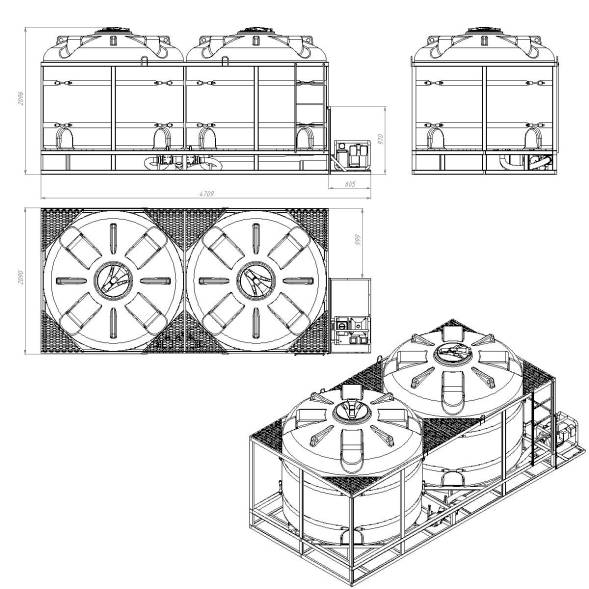 Комплект полного слива боковой для мотопомпы G3 на две емкости TR