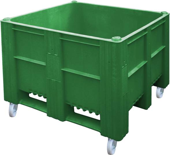 Крупногабаритный пластиковый контейнер сплошной на колесах BoxPallet, 1200х1000х900 мм, зеленый [11-100-WA ACE (Вар.1)]