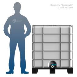 Еврокуб (IBC-контейнер) с краном на деревянном поддоне, 1000 л, белый [10090001]