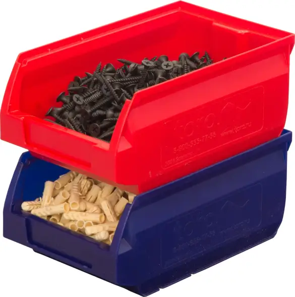 Ящик (лоток) пластиковый сплошной, 170x105x75 мм, 1.34 л, красный [5001]